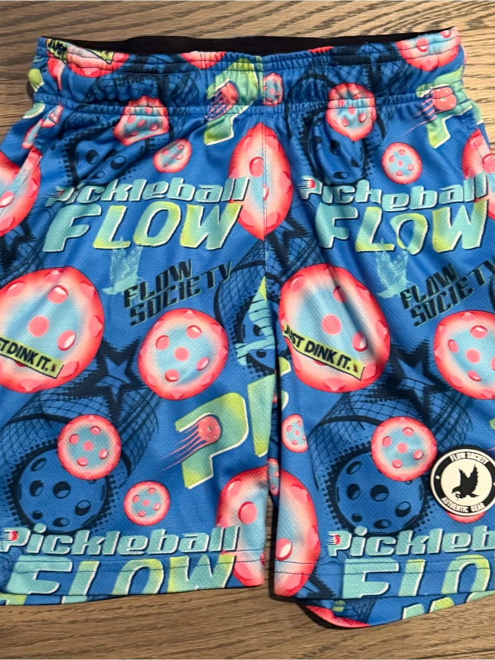 Pickleball Flow Kids Blue Printed Athletic Shorts